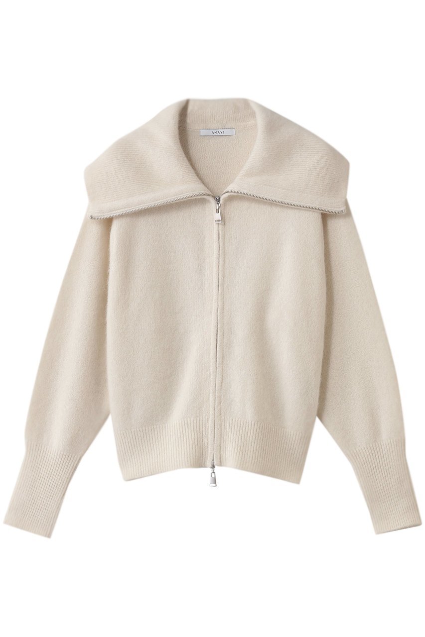 【アナイ/ANAYI】のフラッフィジップアップカーディガン インテリア・キッズ・メンズ・レディースファッション・服の通販 founy(ファニー) 　ファッション　Fashion　レディースファッション　Fashion for Women　トップス・カットソー　Cut & Sew Tops　ニット　Knit Tops & Sweaters　カーディガン・羽織り　Layered Style Cardigans　カーディガン　Cardigan, Knitwear　ミックス　Mix, Mixed Style　新作・新入荷　New Arrivals / New In　秋　Autumn　オフホワイト|ID: prp329100004732990 ipo3291000000034187664