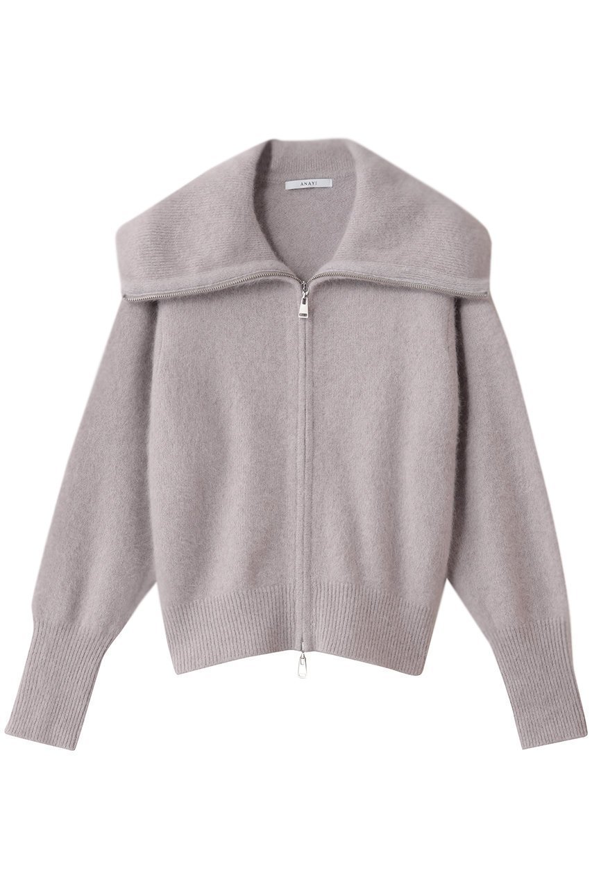 【アナイ/ANAYI】のフラッフィジップアップカーディガン インテリア・キッズ・メンズ・レディースファッション・服の通販 founy(ファニー) 　ファッション　Fashion　レディースファッション　Fashion for Women　トップス・カットソー　Cut & Sew Tops　ニット　Knit Tops & Sweaters　カーディガン・羽織り　Layered Style Cardigans　カーディガン　Cardigan, Knitwear　ミックス　Mix, Mixed Style　新作・新入荷　New Arrivals / New In　秋　Autumn　グレージュ|ID: prp329100004732990 ipo3291000000034187666