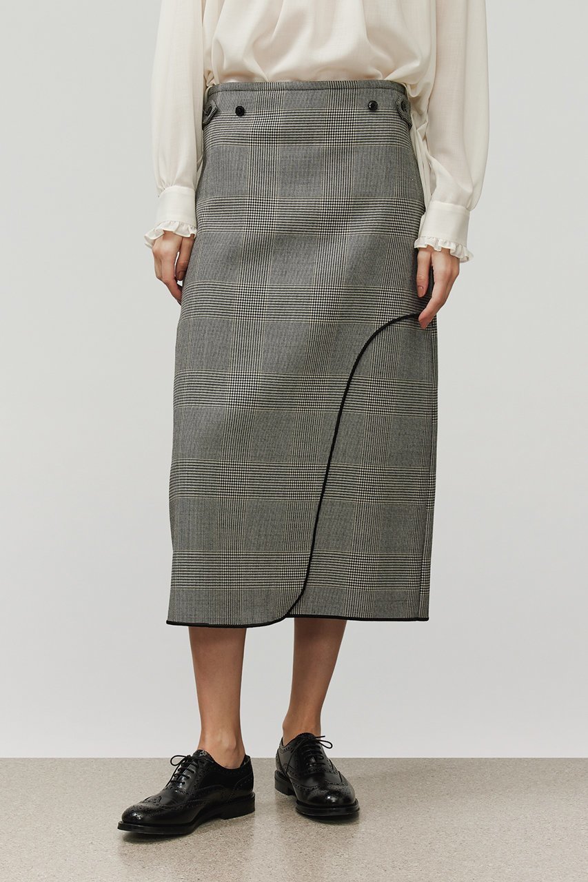 【デパリエ/DEPAREILLE】のグレンチェックスカート 人気、トレンドファッション・服の通販 founy(ファニー) 　ファッション　Fashion　レディースファッション　Fashion for Women　スカート　Skirts　ロングスカート　Long Skirts / Maxi & Midi Skirts　カッティング　Cutting Detail　チェック　Check, Plaid, Tartan　パイピング　Piping, Trim Design　ロング　Long, Long-Length　別注　Limited Edition, Custom Order　other-6|ID: prp329100004732991 ipo3291000000034526124