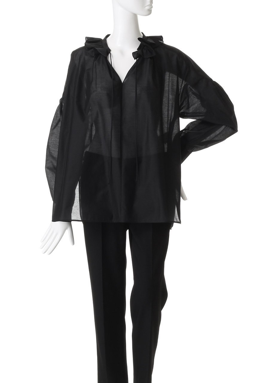【デパリエ/DEPAREILLE】のシアータフタフリルブラウス 人気、トレンドファッション・服の通販 founy(ファニー) 　ファッション　Fashion　レディースファッション　Fashion for Women　トップス・カットソー　Cut & Sew Tops　シャツ・ブラウス・オフィスカジュアル　Elegant Blouses & Button-Ups　ギャザー　Gathered, Ruffled　ジャケット　Jacket, Outerwear　スリーブ　Sleeve, Long Sleeve / Short Sleeve　タフタ　Taffeta, Structured Fabric　フリル　Frill, Ruffle　リボン　Ribbon, Bow　ロング　Long, Long-Length　新作・新入荷　New Arrivals / New In　other-2|ID: prp329100004732992 ipo3291000000034187687