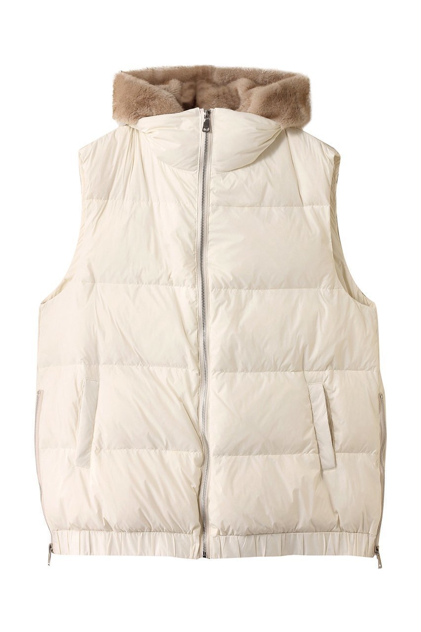 【リナージオ/LIGNAGGIO】のミンク風フェイクダウンジレ インテリア・キッズ・メンズ・レディースファッション・服の通販 founy(ファニー) 　ファッション　Fashion　レディースファッション　Fashion for Women　アウター　Coat / Outerwear Collection　レディースジャケット・軽アウター　Jackets　シンプル　Simple, Minimal　ジャケット　Jacket, Outerwear　ダウン　Down, Puffer　フェイクファー　Faux Fur, Imitation Fur　ベスト　Vest, Waistcoat　リュクス　Luxury, Elegant, High-End, Chic　A/W・秋冬　Autumn/Winter　ベージュ×ホワイト|ID: prp329100004732998 ipo3291000000034269210