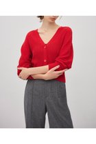 【アンクレイヴ/uncrave】のシアーストライプニット ドルマンカーディガン レッド|ID:prp329100004737439
