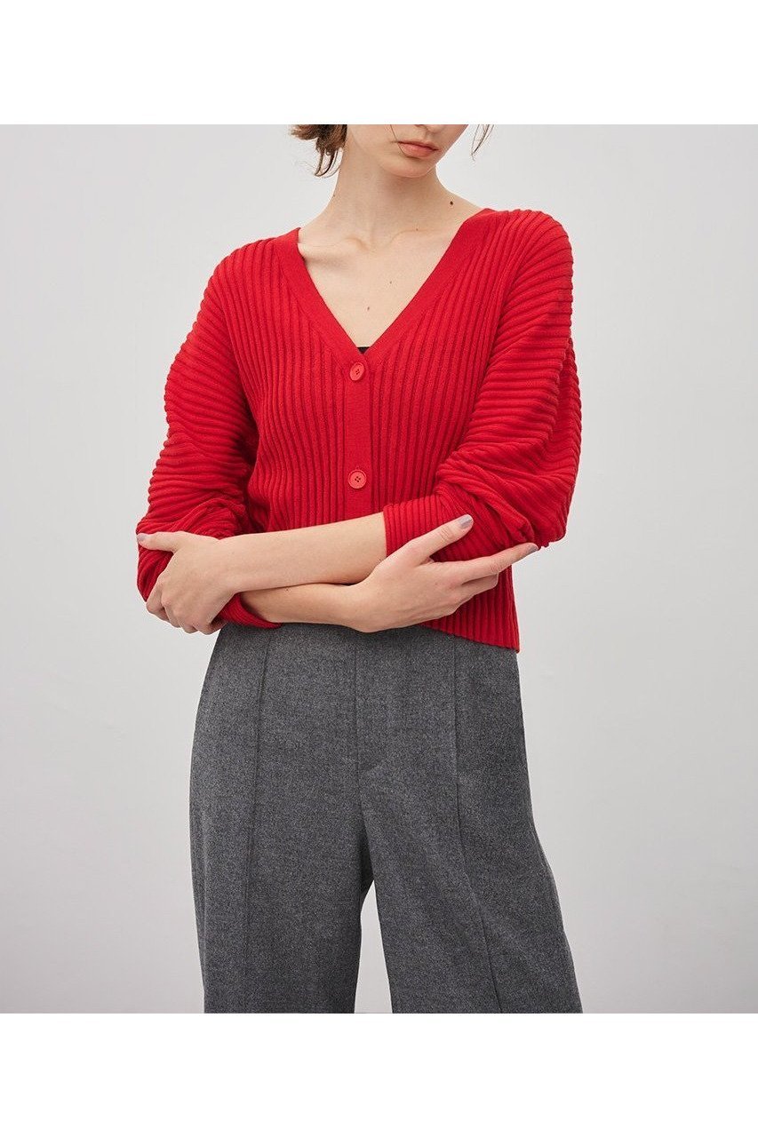 【アンクレイヴ/uncrave】のシアーストライプニット ドルマンカーディガン インテリア・キッズ・メンズ・レディースファッション・服の通販 founy(ファニー) 　ファッション　Fashion　レディースファッション　Fashion for Women　トップス・カットソー　Cut & Sew Tops　ニット　Knit Tops & Sweaters　カーディガン・羽織り　Layered Style Cardigans　アクリル　Acrylic Material　カーディガン　Cardigan, Knitwear　シアー　Sheer, See-Through　ショート　Short, Short Length　ストライプ　Stripe, Striped Pattern　ボーダー　Border, Stripe　新作・新入荷　New Arrivals / New In　レッド|ID: prp329100004737439 ipo3291000000034219435