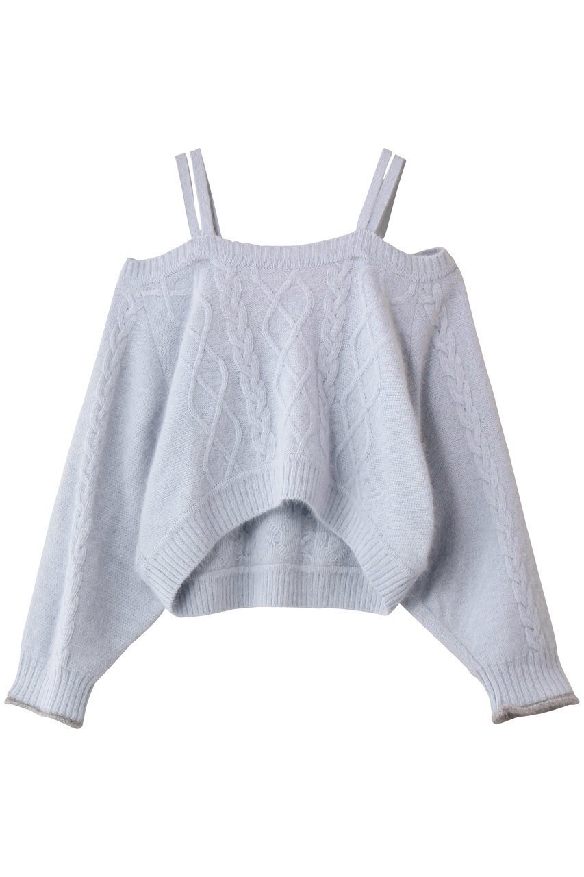 【レモンプレット/Lemonplet】のKNIT VIVI RIBBON DETAIL TOP インテリア・キッズ・メンズ・レディースファッション・服の通販 founy(ファニー) 　ファッション　Fashion　レディースファッション　Fashion for Women　トップス・カットソー　Cut & Sew Tops　ニット　Knit Tops & Sweaters　カジュアルプルオーバー・ニットトップス　Pullovers & Knit Tops / Casual Pullovers　ショート　Short, Short Length　デニム　Denim, Jeans Material　トレンド　Trend, Trending Now　フレア　Flare, Flared　リボン　Ribbon, Bow　ワイド　Wide, Wide Fit　新作・新入荷　New Arrivals / New In　パウダーブルー|ID: prp329100004737448 ipo3291000000034219488