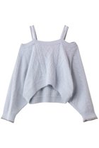 【レモンプレット/Lemonplet】のKNIT VIVI RIBBON DETAIL TOP パウダーブルー|ID:prp329100004737448