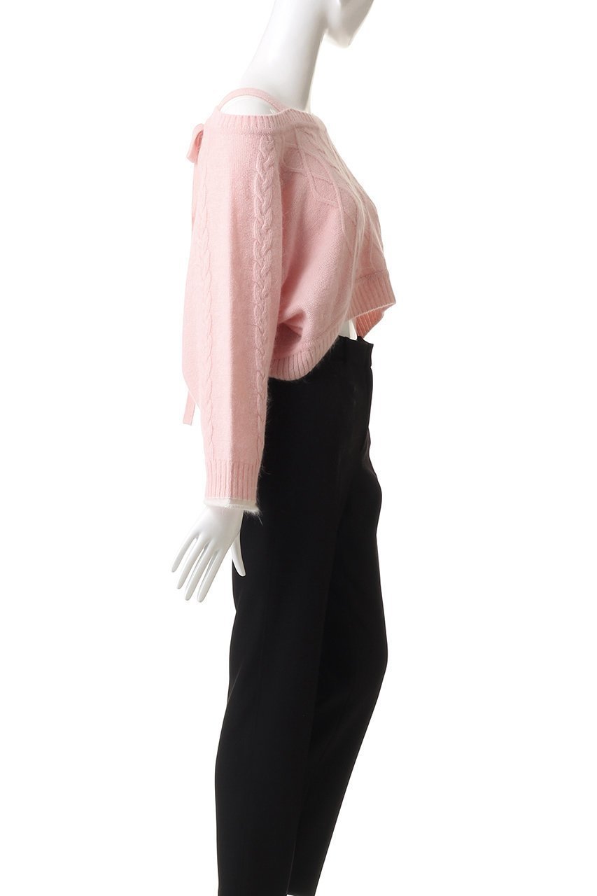 【レモンプレット/Lemonplet】のKNIT VIVI RIBBON DETAIL TOP 人気、トレンドファッション・服の通販 founy(ファニー) 　ファッション　Fashion　レディースファッション　Fashion for Women　トップス・カットソー　Cut & Sew Tops　ニット　Knit Tops & Sweaters　カジュアルプルオーバー・ニットトップス　Pullovers & Knit Tops / Casual Pullovers　アンゴラ　Angora Knitwear　クロップド　Cropped, Short Length　デニム　Denim, Jeans Material　フェミニン　Feminine, Girly　リボン　Ribbon, Bow　新作・新入荷　New Arrivals / New In　other-3|ID: prp329100004737450 ipo3291000000034219501