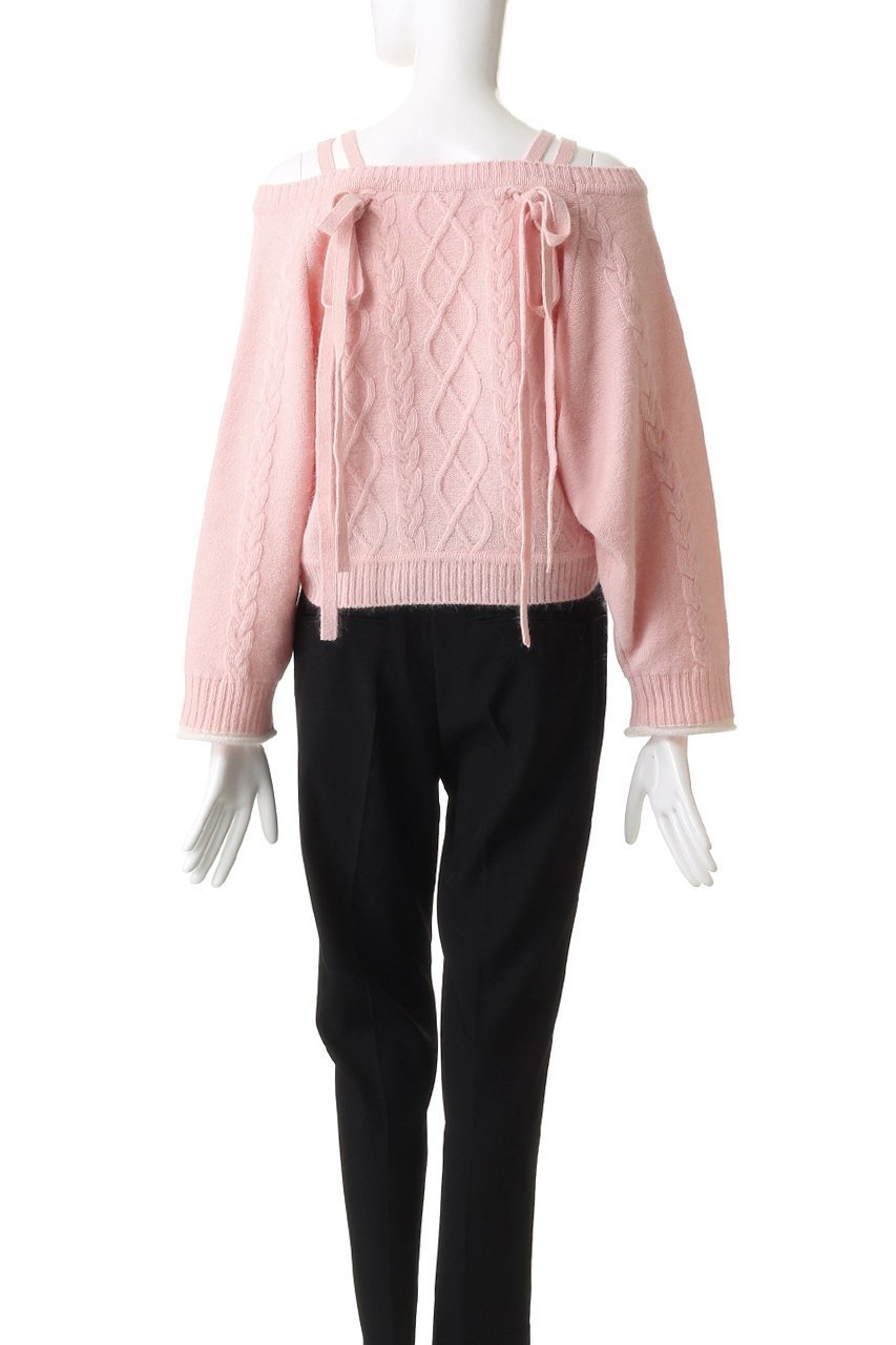 【レモンプレット/Lemonplet】のKNIT VIVI RIBBON DETAIL TOP 人気、トレンドファッション・服の通販 founy(ファニー) 　ファッション　Fashion　レディースファッション　Fashion for Women　トップス・カットソー　Cut & Sew Tops　ニット　Knit Tops & Sweaters　カジュアルプルオーバー・ニットトップス　Pullovers & Knit Tops / Casual Pullovers　アンゴラ　Angora Knitwear　クロップド　Cropped, Short Length　デニム　Denim, Jeans Material　フェミニン　Feminine, Girly　リボン　Ribbon, Bow　新作・新入荷　New Arrivals / New In　other-4|ID: prp329100004737450 ipo3291000000034219503