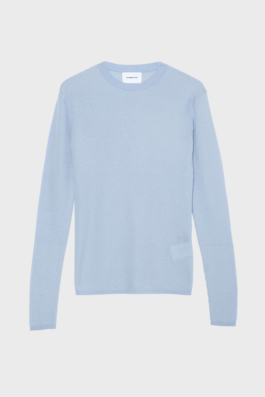 【スタニングルアー/STUNNING LURE】のrカシミヤリブプルオーバー インテリア・キッズ・メンズ・レディースファッション・服の通販 founy(ファニー) 　ファッション　Fashion　レディースファッション　Fashion for Women　トップス・カットソー　Cut & Sew Tops　ニット　Knit Tops & Sweaters　カジュアルプルオーバー・ニットトップス　Pullovers & Knit Tops / Casual Pullovers　エアリー　Airy Texture　再入荷　Restock / Back in Stock　ライトブルー|ID: prp329100004737468 ipo3291000000034387300