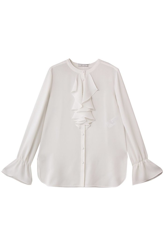 【ベイジ,/BEIGE,】のCLARION(クラリオン)/バンドカラーフリルブラウス インテリア・キッズ・メンズ・レディースファッション・服の通販 founy(ファニー) https://founy.com/ ファッション Fashion レディースファッション Fashion for Women トップス・カットソー Cut & Sew Tops シャツ・ブラウス・オフィスカジュアル Elegant Blouses & Button-Ups なめらか Smooth, Silky Texture スリーブ Sleeve, Long Sleeve / Short Sleeve パーティ Party, Party Style フェミニン Feminine, Girly フリル Frill, Ruffle フレア Flare, Flared ロング Long, Long-Length |ID: prp329100004737473 ipo3291000000034219672