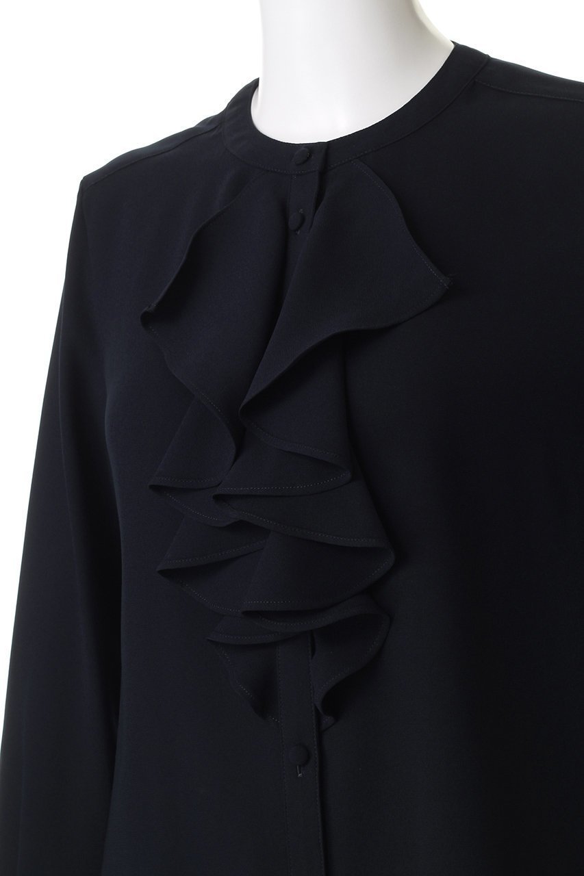 【ベイジ,/BEIGE,】のCLARION(クラリオン)/バンドカラーフリルブラウス 人気、トレンドファッション・服の通販 founy(ファニー) 　ファッション　Fashion　レディースファッション　Fashion for Women　トップス・カットソー　Cut & Sew Tops　シャツ・ブラウス・オフィスカジュアル　Elegant Blouses & Button-Ups　なめらか　Smooth, Silky Texture　スリーブ　Sleeve, Long Sleeve / Short Sleeve　パーティ　Party, Party Style　フェミニン　Feminine, Girly　フリル　Frill, Ruffle　フレア　Flare, Flared　ロング　Long, Long-Length　新作・新入荷　New Arrivals / New In　other-5|ID: prp329100004737473 ipo3291000000034219684