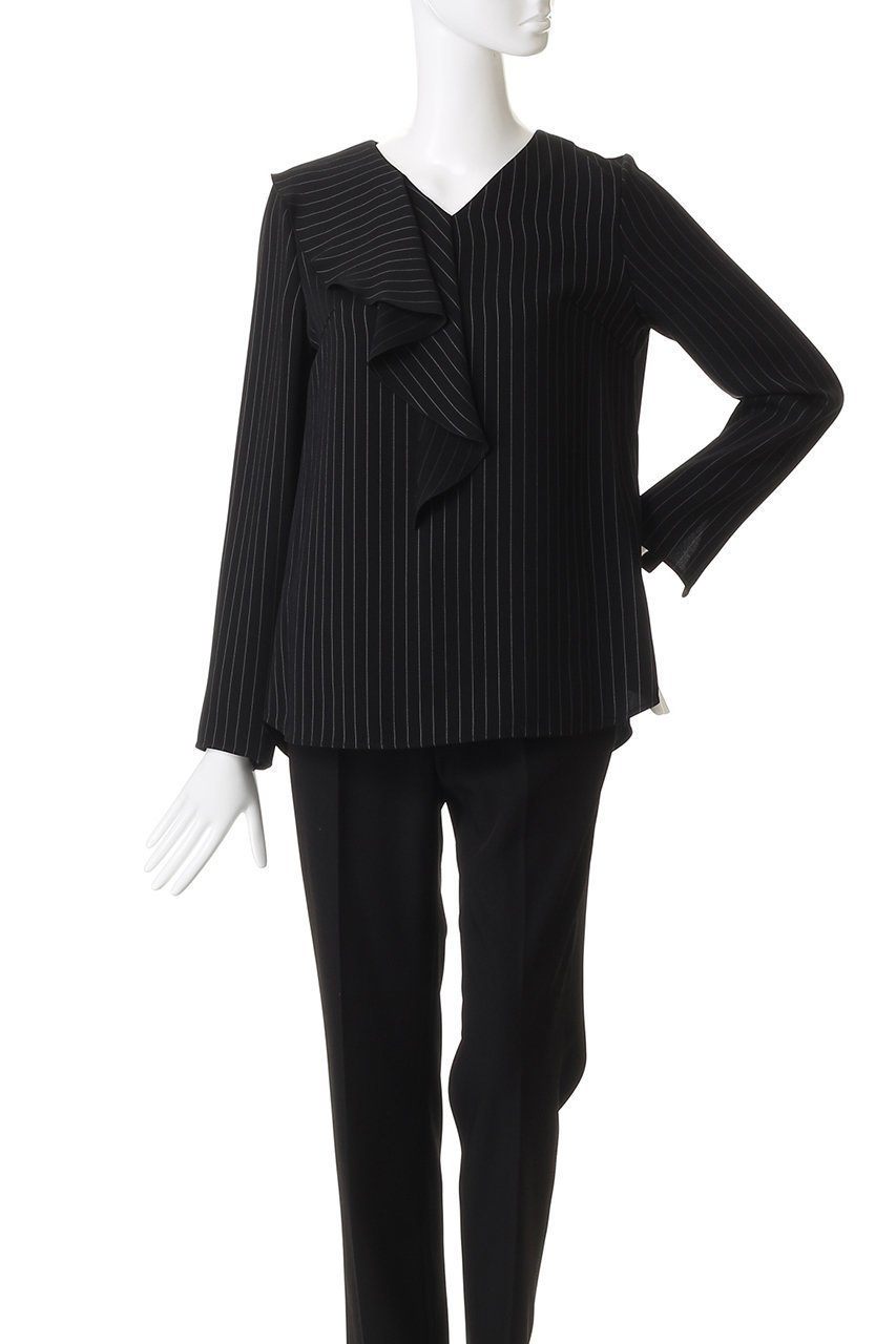 【アルアバイル/allureville】の【Loulou Willoughby】ラッフルスカーフブラウス 人気、トレンドファッション・服の通販 founy(ファニー) 　ファッション　Fashion　レディースファッション　Fashion for Women　トップス・カットソー　Cut & Sew Tops　シャツ・ブラウス・オフィスカジュアル　Elegant Blouses & Button-Ups　アシンメトリー　Asymmetrical Style　ストライプ　Stripe, Striped Pattern　スリーブ　Sleeve, Long Sleeve / Short Sleeve　ファブリック　Fabric, Textile　フレア　Flare, Flared　マニッシュ　Mannish, Boyish　ロング　Long, Long-Length　エレガント 上品　Elegant　新作・新入荷　New Arrivals / New In　無地　Plain, Solid Color　other-2|ID: prp329100004737489 ipo3291000000034219776