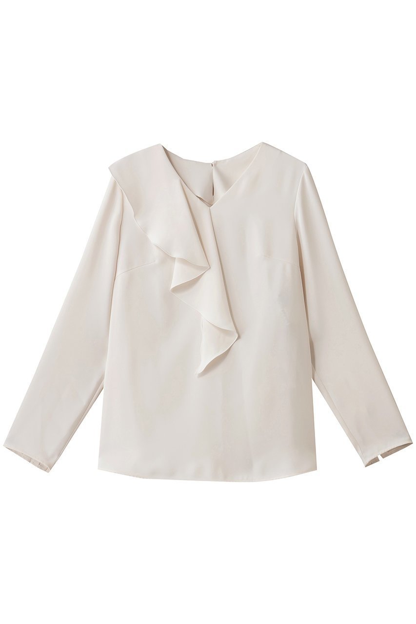 【アルアバイル/allureville】の【Loulou Willoughby】ラッフルスカーフブラウス インテリア・キッズ・メンズ・レディースファッション・服の通販 founy(ファニー) ファッション Fashion レディースファッション Fashion for Women トップス・カットソー Cut & Sew Tops シャツ・ブラウス・オフィスカジュアル Elegant Blouses & Button-Ups アシンメトリー Asymmetrical Style ストライプ Stripe, Striped Pattern スリーブ Sleeve, Long Sleeve / Short Sleeve ファブリック Fabric, Textile フレア Flare, Flared マニッシュ Mannish, Boyish ロング Long, Long-Length エレガント 上品 Elegant 無地 Plain, Solid Color オフホワイト|ID: prp329100004737489 ipo3291000000035801021