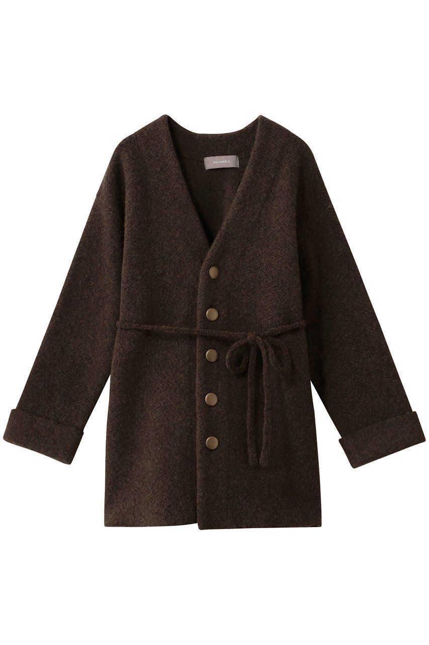 【エリオポール/heliopole】のヘリンボーンニットジャケット インテリア・キッズ・メンズ・レディースファッション・服の通販 founy(ファニー) 　ファッション　Fashion　レディースファッション　Fashion for Women　アウター　Coat / Outerwear Collection　レディースジャケット・軽アウター　Jackets　ジャケット　Jacket, Outerwear　フロント　Front, Front Design　秋　Autumn　ダークブラウン|ID: prp329100004737504 ipo3291000000035940428