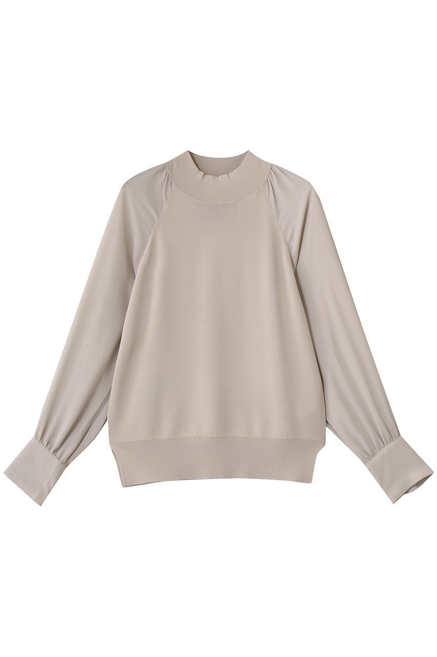 【ベイジ,/BEIGE,】のLECERF(ルセルフ)/異素材ドッキングストレッチニット インテリア・キッズ・メンズ・レディースファッション・服の通販 founy(ファニー) 　ファッション　Fashion　レディースファッション　Fashion for Women　トップス・カットソー　Cut & Sew Tops　ニット　Knit Tops & Sweaters　カジュアルプルオーバー・ニットトップス　Pullovers & Knit Tops / Casual Pullovers　シアー　Sheer, See-Through　シンプル　Simple, Minimal　ジャケット　Jacket, Outerwear　ドッキング　Docking, Mixed Material　ハイネック　High Neck, Mock Neck　新作・新入荷　New Arrivals / New In　Greige|ID: prp329100004737521 ipo3291000000034219986