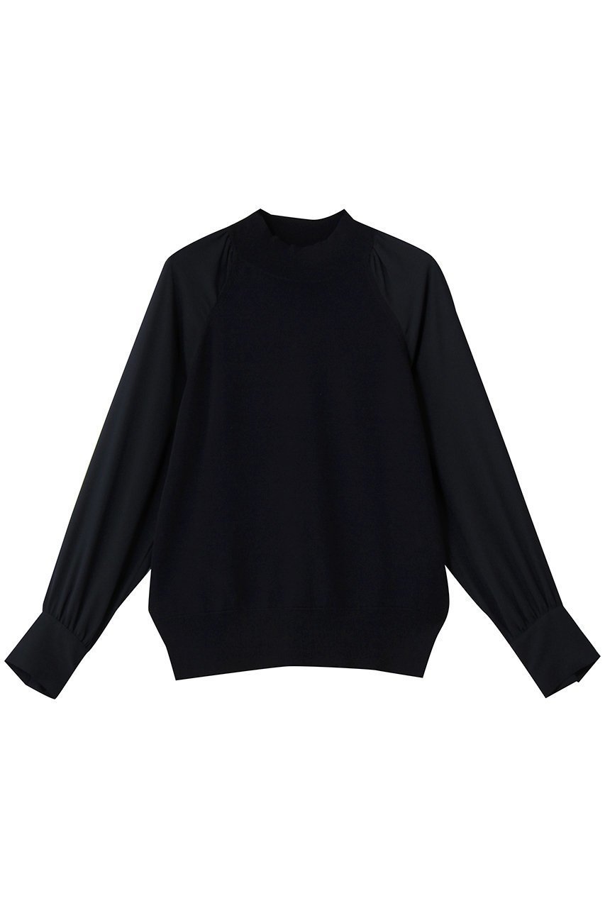 【ベイジ,/BEIGE,】のLECERF(ルセルフ)/異素材ドッキングストレッチニット インテリア・キッズ・メンズ・レディースファッション・服の通販 founy(ファニー) 　ファッション　Fashion　レディースファッション　Fashion for Women　トップス・カットソー　Cut & Sew Tops　ニット　Knit Tops & Sweaters　カジュアルプルオーバー・ニットトップス　Pullovers & Knit Tops / Casual Pullovers　シアー　Sheer, See-Through　シンプル　Simple, Minimal　ジャケット　Jacket, Outerwear　ドッキング　Docking, Mixed Material　ハイネック　High Neck, Mock Neck　新作・新入荷　New Arrivals / New In　Navy|ID: prp329100004737521 ipo3291000000034219988