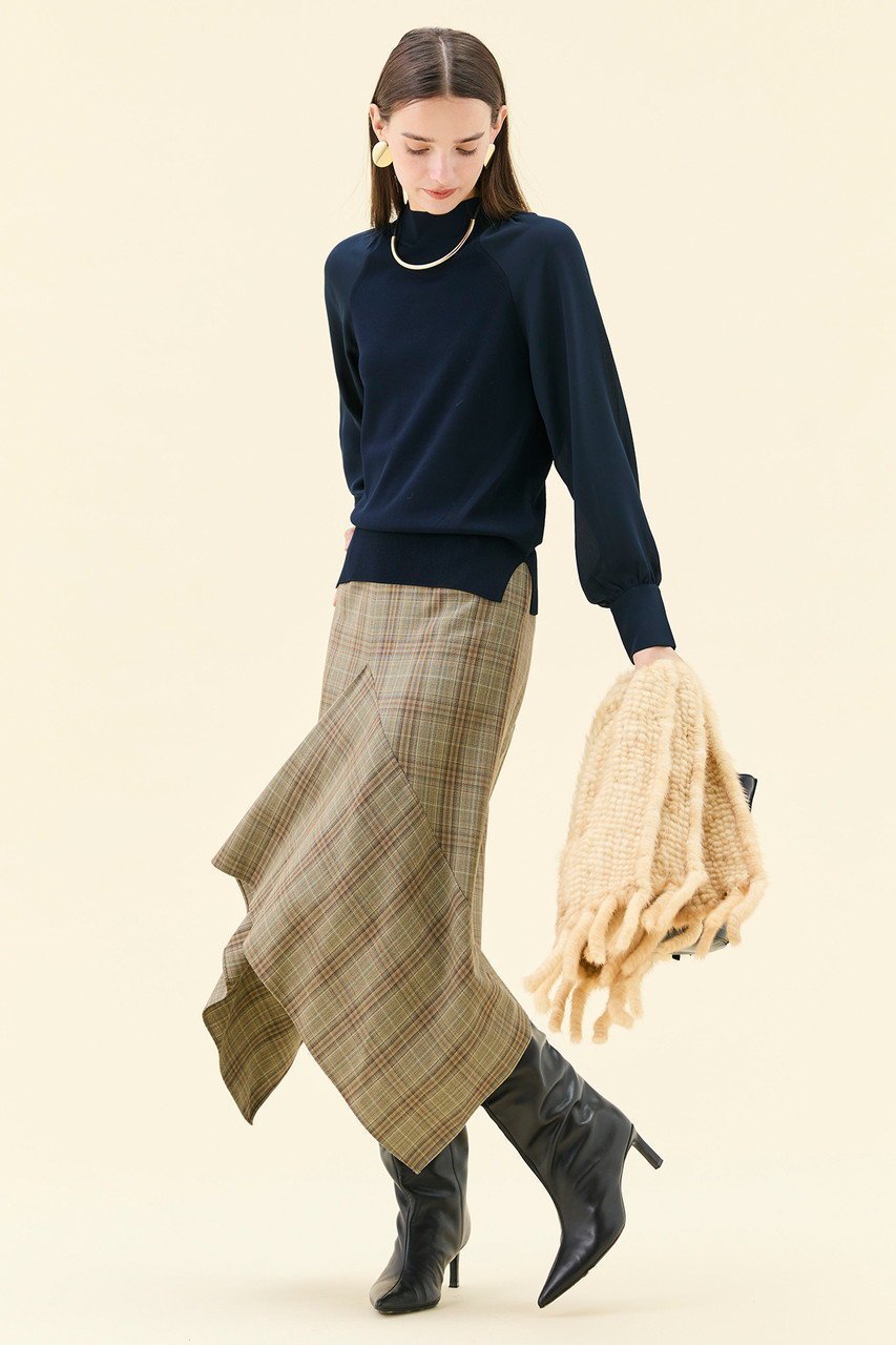 【ベイジ,/BEIGE,】のLECERF(ルセルフ)/異素材ドッキングストレッチニット 人気、トレンドファッション・服の通販 founy(ファニー) 　ファッション　Fashion　レディースファッション　Fashion for Women　トップス・カットソー　Cut & Sew Tops　ニット　Knit Tops & Sweaters　カジュアルプルオーバー・ニットトップス　Pullovers & Knit Tops / Casual Pullovers　シアー　Sheer, See-Through　シンプル　Simple, Minimal　ジャケット　Jacket, Outerwear　ドッキング　Docking, Mixed Material　ハイネック　High Neck, Mock Neck　other-6|ID: prp329100004737521 ipo3291000000034281699