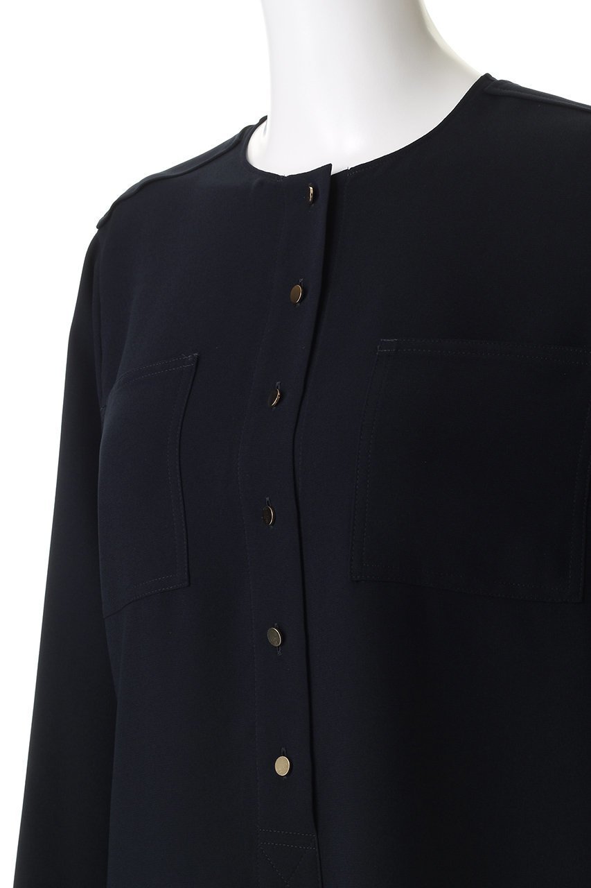 【ベイジ,/BEIGE,】のCLARION(クラリオン)/ゴールド釦クルーネックブラウス 人気、トレンドファッション・服の通販 founy(ファニー) 　ファッション　Fashion　レディースファッション　Fashion for Women　トップス・カットソー　Cut & Sew Tops　シャツ・ブラウス・オフィスカジュアル　Elegant Blouses & Button-Ups　なめらか　Smooth, Silky Texture　シンプル　Simple, Minimal　スリーブ　Sleeve, Long Sleeve / Short Sleeve　ロング　Long, Long-Length　エレガント 上品　Elegant　other-5|ID: prp329100004737522 ipo3291000000035535982