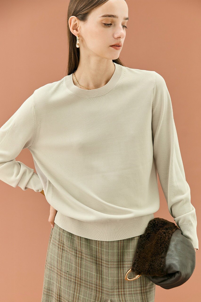 【ベイジ,/BEIGE,】のLECERF(ルセルフ)/異素材バックシアーストレッチニット 人気、トレンドファッション・服の通販 founy(ファニー) 　ファッション　Fashion　レディースファッション　Fashion for Women　トップス・カットソー　Cut & Sew Tops　ニット　Knit Tops & Sweaters　カジュアルプルオーバー・ニットトップス　Pullovers & Knit Tops / Casual Pullovers　シアー　Sheer, See-Through　シンプル　Simple, Minimal　ロング　Long, Long-Length　other-7|ID: prp329100004737530 ipo3291000000035954099