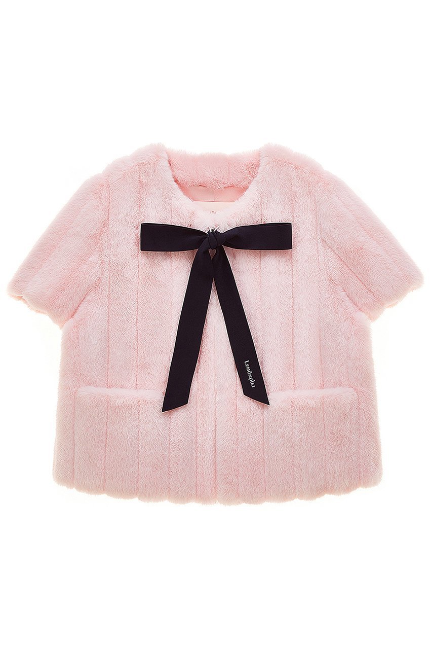 【レモンプレット/Lemonplet】のFAUX FUR HALF SLEEVED JACKET インテリア・キッズ・メンズ・レディースファッション・服の通販 founy(ファニー) 　ファッション　Fashion　レディースファッション　Fashion for Women　アウター　Coat / Outerwear Collection　レディースジャケット・軽アウター　Jackets　ショート　Short, Short Length　シンプル　Simple, Minimal　ジャケット　Jacket, Outerwear　スカーフ　Scarf, Neckwear　フェイクファー　Faux Fur, Imitation Fur　ポケット　Pocket, Pocket Detail　リボン　Ribbon, Bow　ループ　Loop, Loop Knit　PINK|ID: prp329100004737534 ipo3291000000035803266