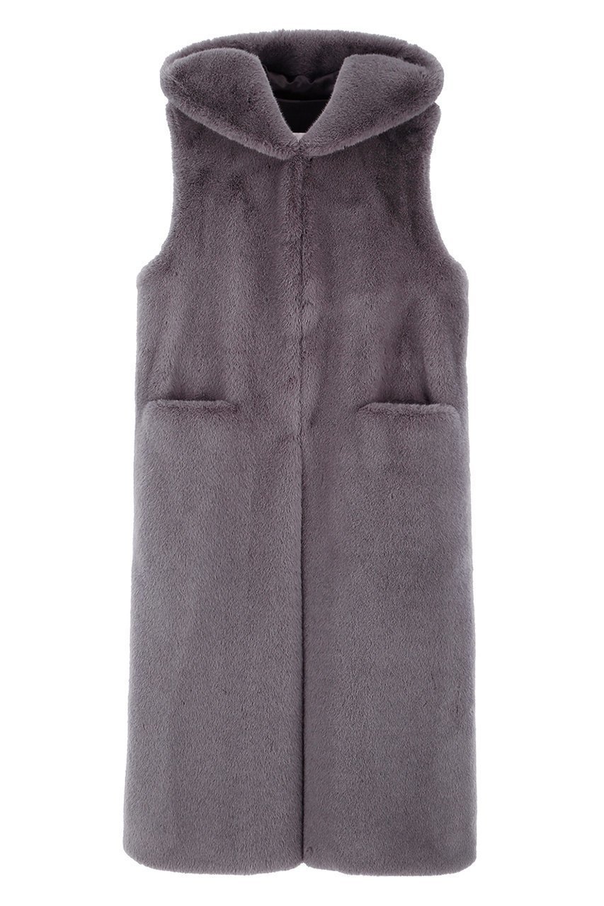 【レモンプレット/Lemonplet】のFAUX FUR LAON HOODED MAXI VEST インテリア・キッズ・メンズ・レディースファッション・服の通販 founy(ファニー) 　ファッション　Fashion　レディースファッション　Fashion for Women　アウター　Coat / Outerwear Collection　レディースジャケット・軽アウター　Jackets　ジャケット　Jacket, Outerwear　スリット　Slit, Slit Detail　ドローストリング　Drawstring, Pull Cord　ベスト　Vest, Waistcoat　マキシ　Maxi, Full Length　再入荷　Restock / Back in Stock　定番　Standard, Basic Item　SHADOW|ID: prp329100004737535 ipo3291000000034220285