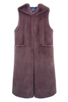 【レモンプレット/Lemonplet】のFAUX FUR LAON HOODED MAXI VEST MAUVE|ID: prp329100004737535 ipo3291000000035807238