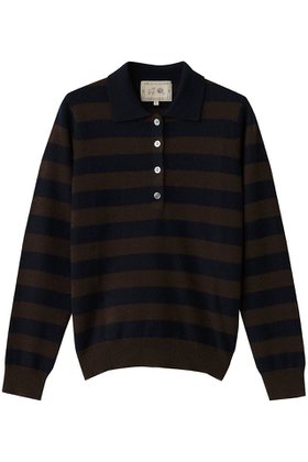 【デミーリー/DEMYLEE】のDEMIRA シグネチャーカシミヤ ボーダーポロニット 人気、トレンドファッション・服の通販 founy(ファニー) ファッション Fashion レディースファッション Fashion for Women トップス・カットソー Cut & Sew Tops ニット Knit Tops & Sweaters カジュアルプルオーバー・ニットトップス Pullovers & Knit Tops / Casual Pullovers コンパクト Compact, Small Size スラックス Slacks, Dress Pants ボーダー Border, Stripe ワイド Wide, Wide Fit 新作・新入荷 New Arrivals / New In |ID:prp329100004737536