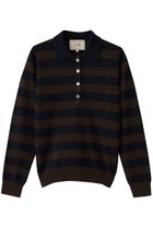 【デミーリー/DEMYLEE】のDEMIRA シグネチャーカシミヤ ボーダーポロニット 人気、トレンドファッション・服の通販 founy(ファニー) ファッション Fashion レディースファッション Fashion for Women トップス・カットソー Cut & Sew Tops ニット Knit Tops & Sweaters カジュアルプルオーバー・ニットトップス Pullovers & Knit Tops / Casual Pullovers コンパクト Compact, Small Size スラックス Slacks, Dress Pants ボーダー Border, Stripe ワイド Wide, Wide Fit 新作・新入荷 New Arrivals / New In thumbnail ブラウン|ID: prp329100004737536 ipo3291000000034220399