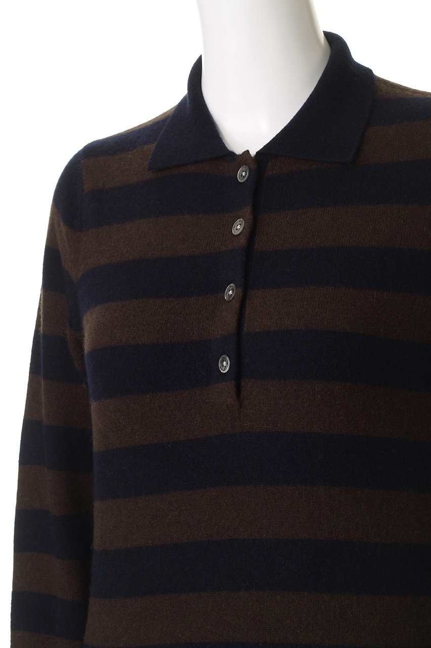 【デミーリー/DEMYLEE】のDEMIRA シグネチャーカシミヤ ボーダーポロニット 人気、トレンドファッション・服の通販 founy(ファニー) ファッション Fashion レディースファッション Fashion for Women トップス・カットソー Cut & Sew Tops ニット Knit Tops & Sweaters カジュアルプルオーバー・ニットトップス Pullovers & Knit Tops / Casual Pullovers コンパクト Compact, Small Size スラックス Slacks, Dress Pants ボーダー Border, Stripe ワイド Wide, Wide Fit 定番 Standard, Basic Item other-5|ID: prp329100004737536 ipo3291000000036067035