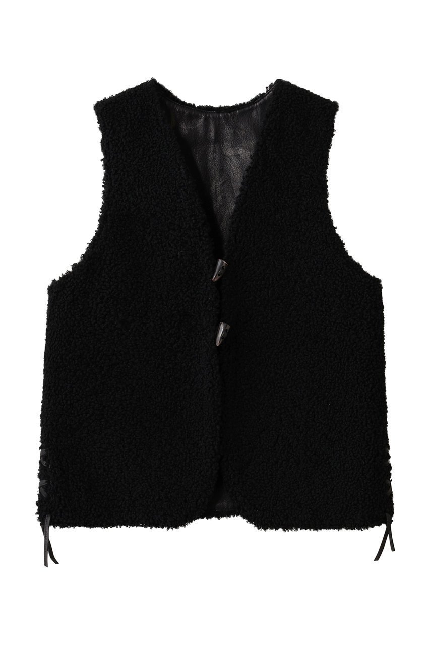 【シシ/sisii】のサウス ウエスタン ベスト ムートン インテリア・キッズ・メンズ・レディースファッション・服の通販 founy(ファニー) 　ファッション　Fashion　レディースファッション　Fashion for Women　アウター　Coat / Outerwear Collection　レディースジャケット・軽アウター　Jackets　ウエスタン　Western Style　コンパクト　Compact, Small Size　シンプル　Simple, Minimal　ジャケット　Jacket, Outerwear　スリット　Slit, Slit Detail　ベスト　Vest, Waistcoat　ムートン　Shearling, Mouton　モコモコ　Fuzzy, Fluffy　リボン　Ribbon, Bow　レース　Lace, Lace Fabric　A/W・秋冬　Autumn/Winter　ブラック|ID: prp329100004738895 ipo3291000000036136601