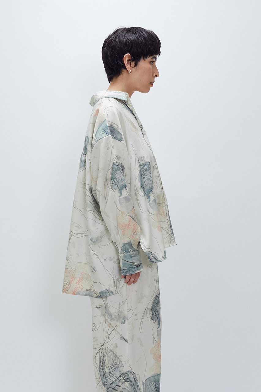【プルミエ アロンディスモン/1er Arrondissement】のアートプリントシャツ 人気、トレンドファッション・服の通販 founy(ファニー) 　ファッション　Fashion　レディースファッション　Fashion for Women　トップス・カットソー　Cut & Sew Tops　シャツ・ブラウス・オフィスカジュアル　Elegant Blouses & Button-Ups　インナー　Innerwear　スタンダード　Standard, Basic　スリーブ　Sleeve, Long Sleeve / Short Sleeve　プリント　Print, Printed Pattern　ロング　Long, Long-Length　other-6|ID: prp329100004738925 ipo3291000000034463496