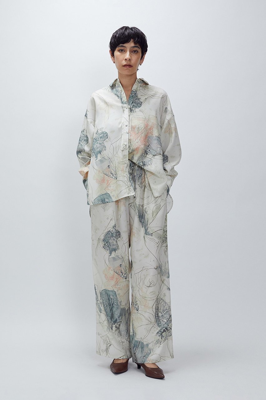 【プルミエ アロンディスモン/1er Arrondissement】のアートプリントシャツ 人気、トレンドファッション・服の通販 founy(ファニー) 　ファッション　Fashion　レディースファッション　Fashion for Women　トップス・カットソー　Cut & Sew Tops　シャツ・ブラウス・オフィスカジュアル　Elegant Blouses & Button-Ups　インナー　Innerwear　スタンダード　Standard, Basic　スリーブ　Sleeve, Long Sleeve / Short Sleeve　プリント　Print, Printed Pattern　ロング　Long, Long-Length　other-7|ID: prp329100004738925 ipo3291000000034463497