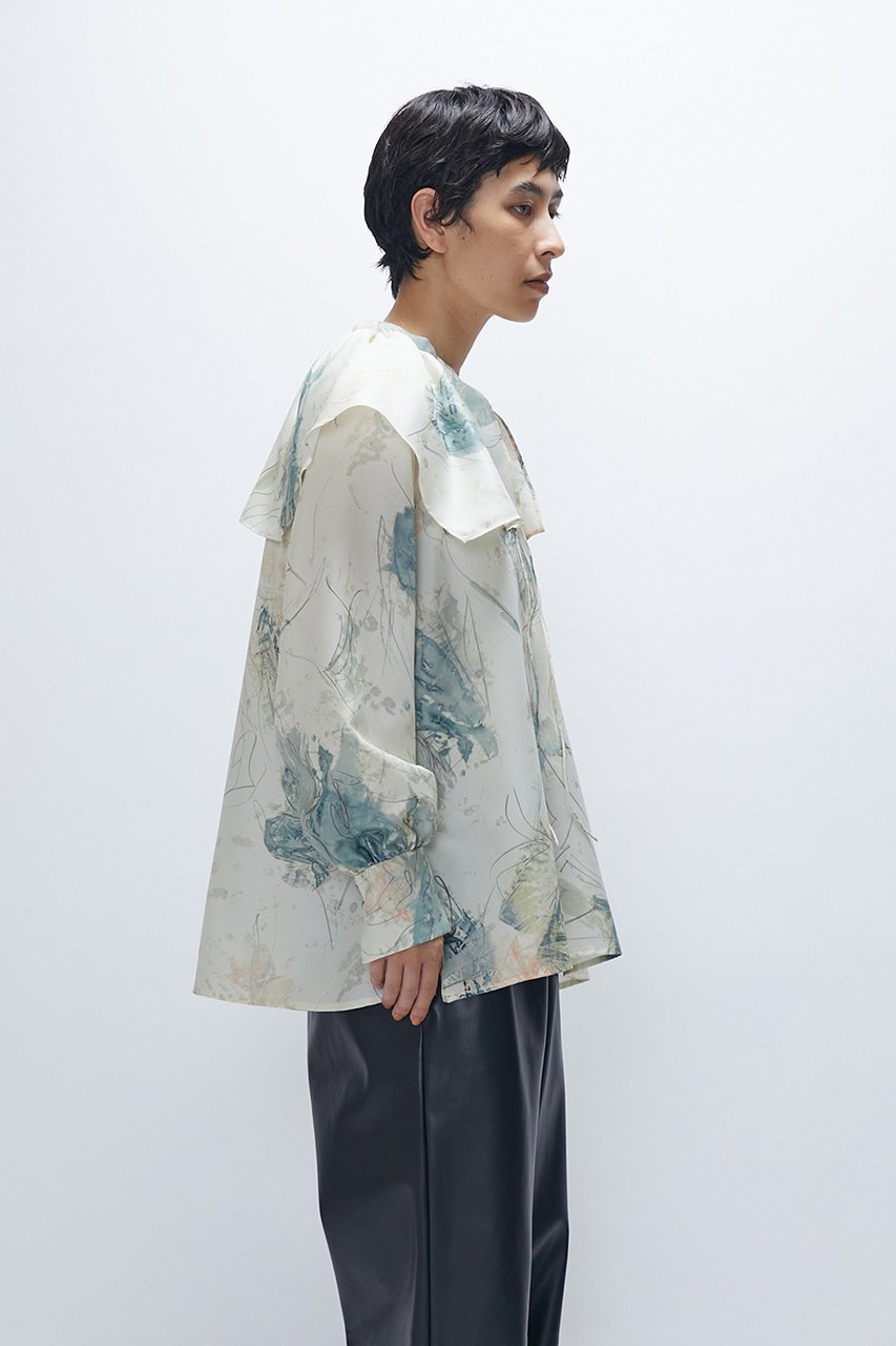 【プルミエ アロンディスモン/1er Arrondissement】のアートプリントスクエアカラーブラウス 人気、トレンドファッション・服の通販 founy(ファニー) 　ファッション　Fashion　レディースファッション　Fashion for Women　トップス・カットソー　Cut & Sew Tops　シャツ・ブラウス・オフィスカジュアル　Elegant Blouses & Button-Ups　シンプル　Simple, Minimal　スカーフ　Scarf, Neckwear　スクエア　Square, Square Shape　スリーブ　Sleeve, Long Sleeve / Short Sleeve　プリント　Print, Printed Pattern　ロング　Long, Long-Length　A/W・秋冬　Autumn/Winter　other-6|ID: prp329100004738926 ipo3291000000034463499