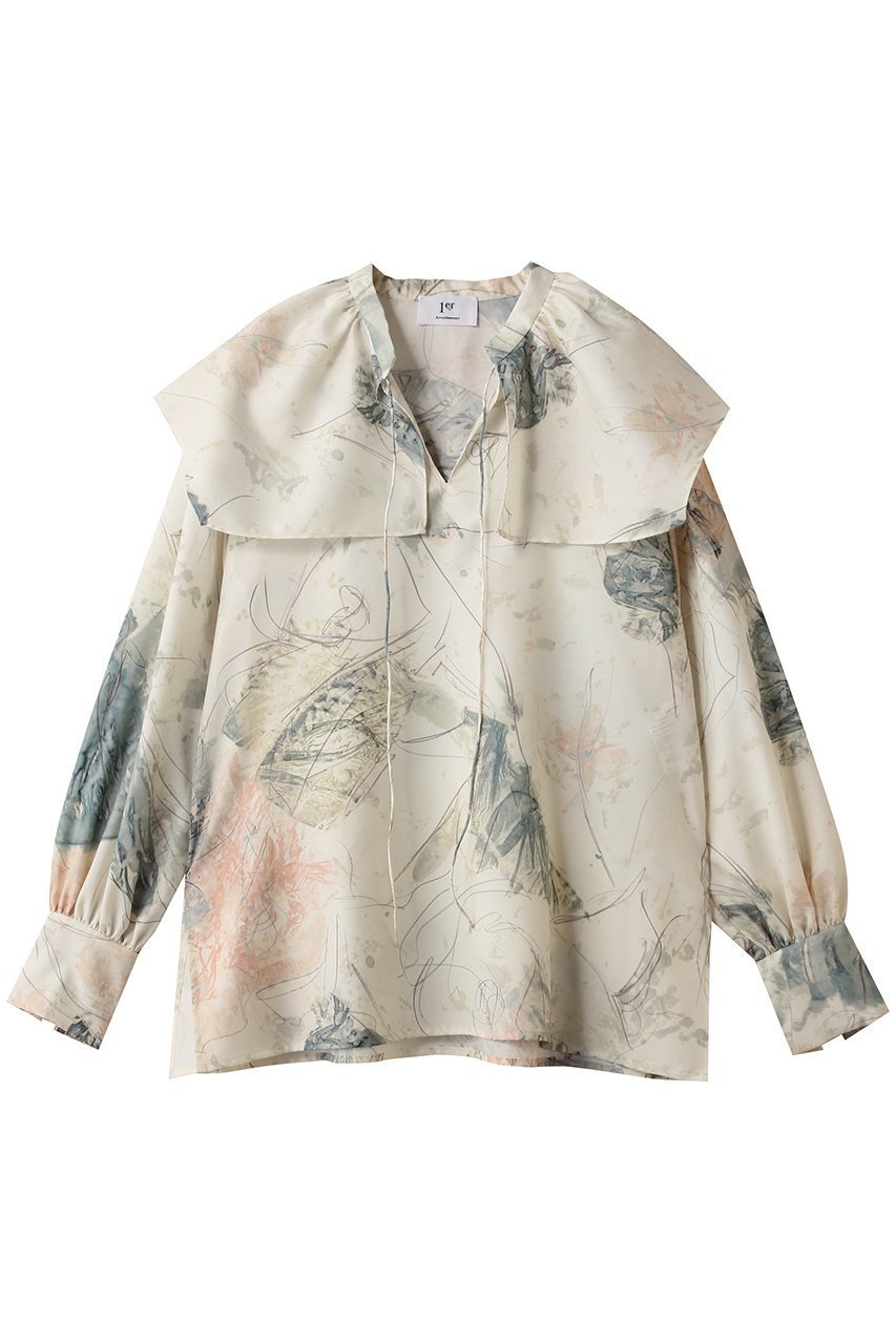 【プルミエ アロンディスモン/1er Arrondissement】のアートプリントスクエアカラーブラウス 人気、トレンドファッション・服の通販 founy(ファニー) 　ファッション　Fashion　レディースファッション　Fashion for Women　トップス・カットソー　Cut & Sew Tops　シャツ・ブラウス・オフィスカジュアル　Elegant Blouses & Button-Ups　シンプル　Simple, Minimal　スカーフ　Scarf, Neckwear　スクエア　Square, Square Shape　スリーブ　Sleeve, Long Sleeve / Short Sleeve　プリント　Print, Printed Pattern　ロング　Long, Long-Length　A/W・秋冬　Autumn/Winter　 other-1|ID: prp329100004738926 ipo3291000000036136642