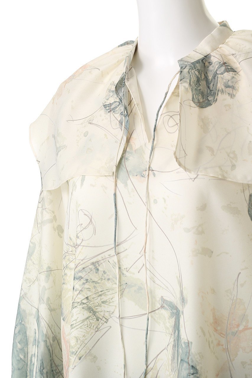 【プルミエ アロンディスモン/1er Arrondissement】のアートプリントスクエアカラーブラウス 人気、トレンドファッション・服の通販 founy(ファニー) 　ファッション　Fashion　レディースファッション　Fashion for Women　トップス・カットソー　Cut & Sew Tops　シャツ・ブラウス・オフィスカジュアル　Elegant Blouses & Button-Ups　シンプル　Simple, Minimal　スカーフ　Scarf, Neckwear　スクエア　Square, Square Shape　スリーブ　Sleeve, Long Sleeve / Short Sleeve　プリント　Print, Printed Pattern　ロング　Long, Long-Length　A/W・秋冬　Autumn/Winter　other-5|ID: prp329100004738926 ipo3291000000036136647