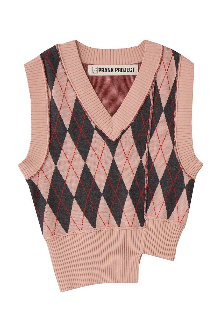 【プランク プロジェクト/PRANK PROJECT】のアーガイルニットベスト / Argyle Knit Vest 人気、トレンドファッション・服の通販 founy(ファニー) 　ファッション　Fashion　レディースファッション　Fashion for Women　トップス・カットソー　Cut & Sew Tops　ニット　Knit Tops & Sweaters　ベスト&ジレ / 重ね着スタイル　Vests & Gilets　カジュアルプルオーバー・ニットトップス　Pullovers & Knit Tops / Casual Pullovers　ジャカード／ジャガード　Jacquard, Woven Pattern　ダブル　Double, Double-Breasted　ベスト　Vest, Waistcoat　 other-1|ID: prp329100004738933 ipo3291000000034229447