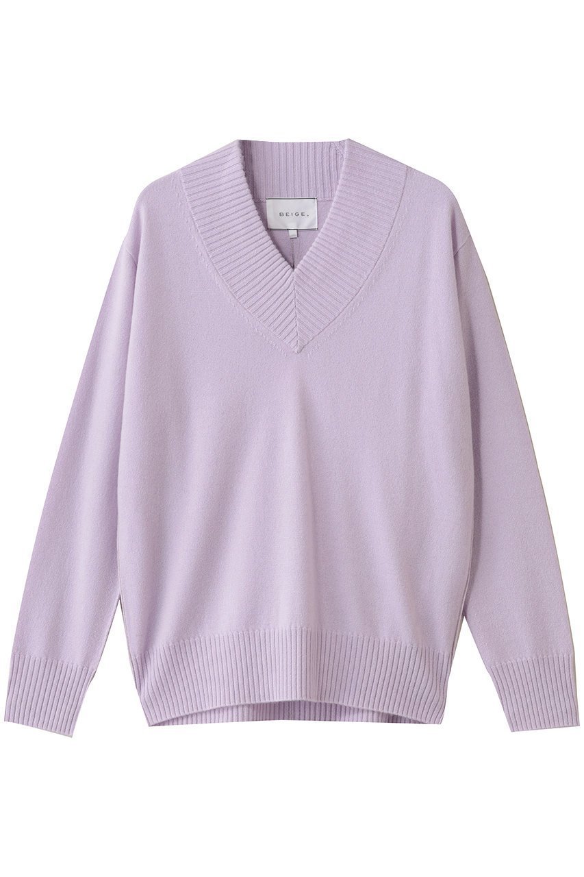【ベイジ,/BEIGE,】のPOMPE(ポンプ)/ウールカシミヤ配色ラインVネックニット インテリア・キッズ・メンズ・レディースファッション・服の通販 founy(ファニー) 　ファッション　Fashion　レディースファッション　Fashion for Women　トップス・カットソー　Cut & Sew Tops　ニット　Knit Tops & Sweaters　カジュアルプルオーバー・ニットトップス　Pullovers & Knit Tops / Casual Pullovers　Vネックトップス　V-Neck Tops / V-Cut Neckline Shirts　バランス　Balance, Style Balance　ベーシック　Basic, Essential　新作・新入荷　New Arrivals / New In　A/W・秋冬　Autumn/Winter　Lilac×Taupe|ID: prp329100004738936 ipo3291000000034229479