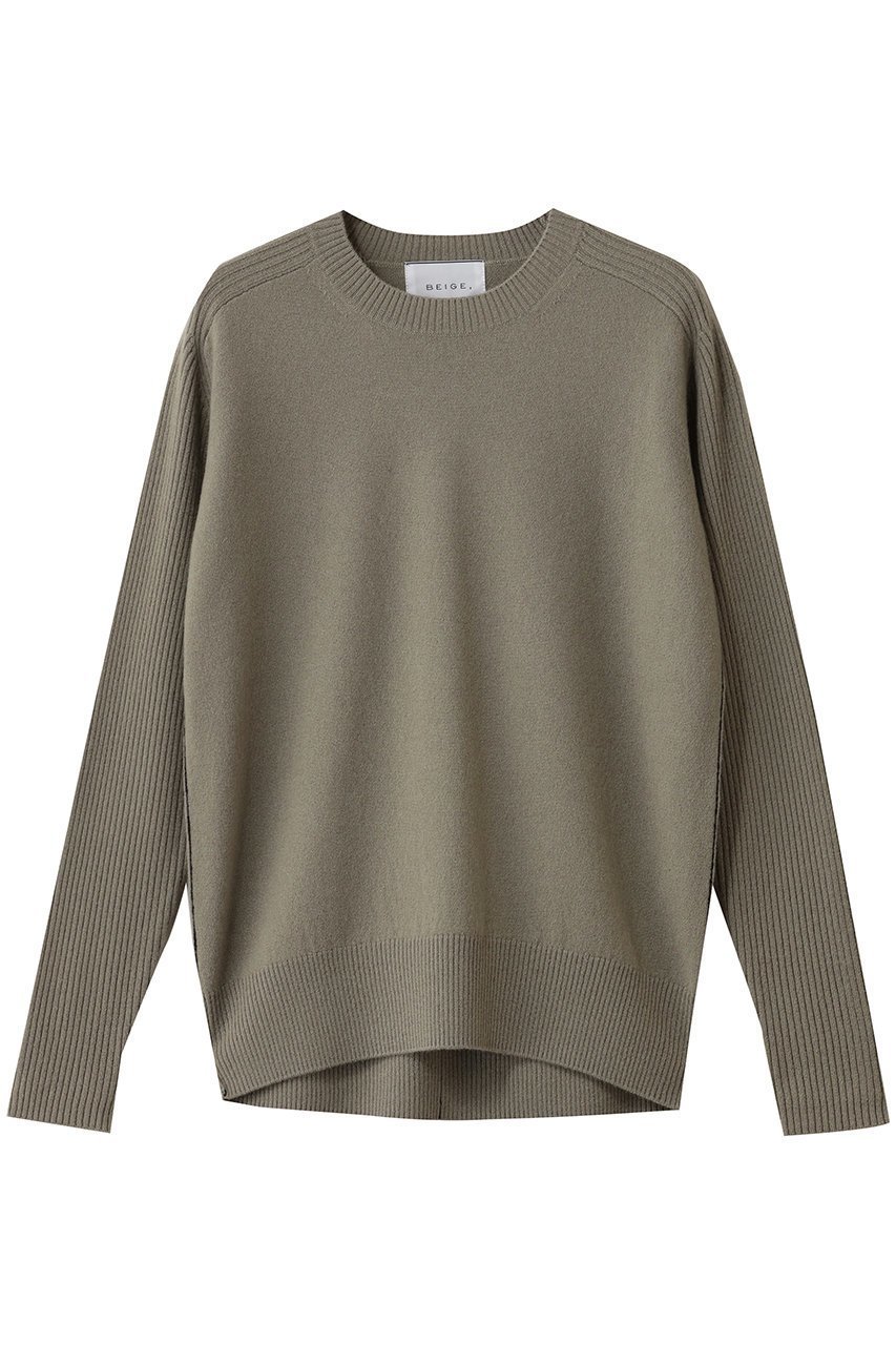 【ベイジ,/BEIGE,】のPOMPE(ポンプ)/ウールカシミヤ配色ラインクルーネックニット インテリア・キッズ・メンズ・レディースファッション・服の通販 founy(ファニー) 　ファッション　Fashion　レディースファッション　Fashion for Women　トップス・カットソー　Cut & Sew Tops　ニット　Knit Tops & Sweaters　カジュアルプルオーバー・ニットトップス　Pullovers & Knit Tops / Casual Pullovers　シンプル　Simple, Minimal　バランス　Balance, Style Balance　ボトム　Bottoms, Lower Wear　新作・新入荷　New Arrivals / New In　L.Khaki×Black|ID: prp329100004738937 ipo3291000000034229488