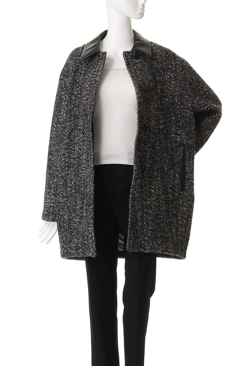 【ベイジ,/BEIGE,】のROBY(ロビー)/フェイクレザーツイードコート 人気、トレンドファッション・服の通販 founy(ファニー) 　ファッション　Fashion　レディースファッション　Fashion for Women　アウター　Coat / Outerwear Collection　コート・ロングコート・ピーコート　Long Coats, Peacoats & More　クラシカル　Classical, Vintage-Inspired　スウェット / スエット　Sweatshirt, Sweatwear　ツイード　Twill, Twill Weave　フェイクレザー　Faux Leather, PU Leather　ポケット　Pocket, Pocket Detail　ミックス　Mix, Mixed Style　リュクス　Luxury, Elegant, High-End, Chic　ロング　Long, Long-Length　other-7|ID: prp329100004738939 ipo3291000000036136676