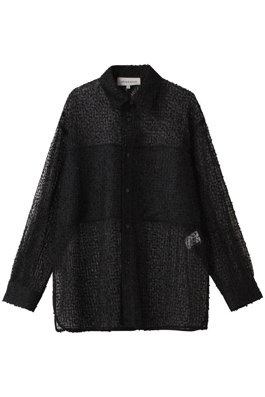 【デパリエ/DEPAREILLE】のチュールエンブロイダリーシャツ インテリア・キッズ・メンズ・レディースファッション・服の通販 founy(ファニー) 　ファッション　Fashion　レディースファッション　Fashion for Women　トップス・カットソー　Cut & Sew Tops　シャツ・ブラウス・オフィスカジュアル　Elegant Blouses & Button-Ups　エンブロイダリー　Embroidery Design　スリーブ　Sleeve, Long Sleeve / Short Sleeve　チュール　Tulip, Tulip Motif　ボトム　Bottoms, Lower Wear　ロング　Long, Long-Length　ブラック|ID: prp329100004738945 ipo3291000000036041632