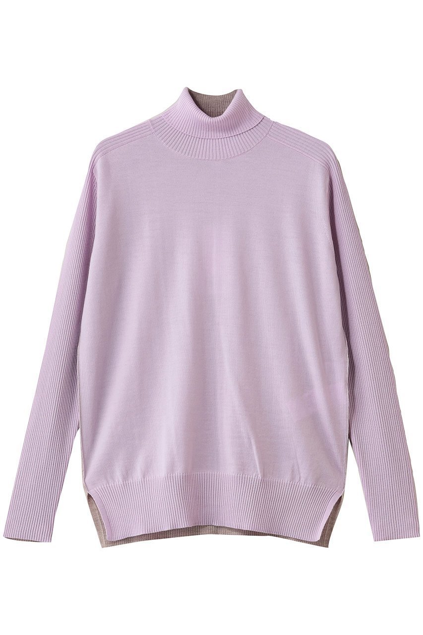 【ベイジ,/BEIGE,】のLA MONNAIE(ラ モネ)/バイカラーウールタートルニット インテリア・キッズ・メンズ・レディースファッション・服の通販 founy(ファニー) 　ファッション　Fashion　レディースファッション　Fashion for Women　トップス・カットソー　Cut & Sew Tops　ニット　Knit Tops & Sweaters　カジュアルプルオーバー・ニットトップス　Pullovers & Knit Tops / Casual Pullovers　スリット　Slit, Slit Detail　タートル　Turtleneck, Turtle Collar　バランス　Balance, Style Balance　ロング　Long, Long-Length　冬　Winter / This Winter　新作・新入荷　New Arrivals / New In　Lilac × Taupe|ID: prp329100004738954 ipo3291000000034229619
