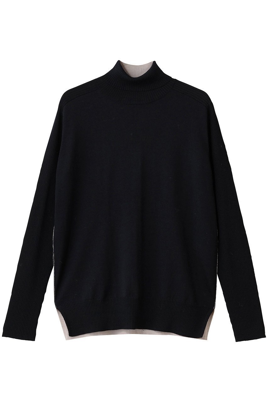 【ベイジ,/BEIGE,】のLA MONNAIE(ラ モネ)/バイカラーウールタートルニット インテリア・キッズ・メンズ・レディースファッション・服の通販 founy(ファニー) 　ファッション　Fashion　レディースファッション　Fashion for Women　トップス・カットソー　Cut & Sew Tops　ニット　Knit Tops & Sweaters　カジュアルプルオーバー・ニットトップス　Pullovers & Knit Tops / Casual Pullovers　スリット　Slit, Slit Detail　タートル　Turtleneck, Turtle Collar　バランス　Balance, Style Balance　ロング　Long, Long-Length　冬　Winter / This Winter　Navy × Bone|ID: prp329100004738954 ipo3291000000036676915