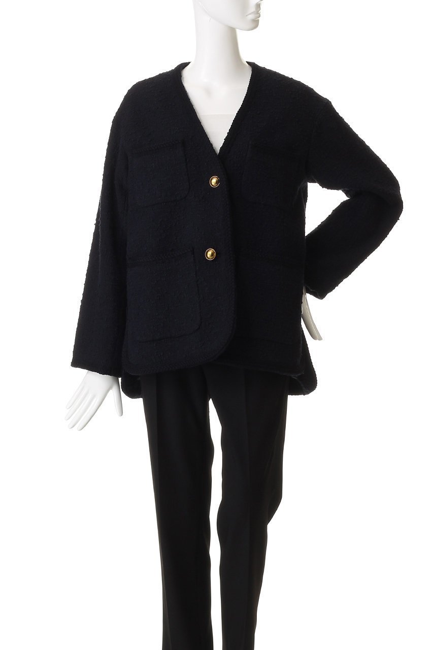 【コルピエロ/Col Pierrot】の【ELLE SHOP限定】ノーカラーツィードジャケット 人気、トレンドファッション・服の通販 founy(ファニー) 　ファッション　Fashion　レディースファッション　Fashion for Women　アウター　Coat / Outerwear Collection　レディースジャケット・軽アウター　Jackets　アンティーク　Antique-Inspired　クラシカル　Classical, Vintage-Inspired　ジャケット　Jacket, Outerwear　スリット　Slit, Slit Detail　ツイード　Twill, Twill Weave　バランス　Balance, Style Balance　ブレード　Braid, Decorative Trim　再入荷　Restock / Back in Stock　other-2|ID: prp329100004739941 ipo3291000000036072311