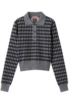 【ヌメロ ヴェントゥーノ/N°21】のアーガイル ポロ ニットトップス グレー|ID: prp329100004739964 ipo3291000000034240833