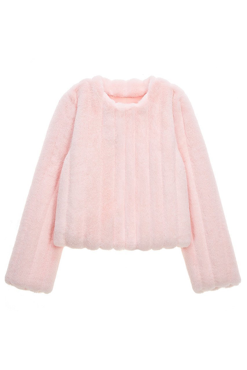【レモンプレット/Lemonplet】のFAUX FUR JUE SHORT JACKET インテリア・キッズ・メンズ・レディースファッション・服の通販 founy(ファニー) 　ファッション　Fashion　レディースファッション　Fashion for Women　アウター　Coat / Outerwear Collection　レディースジャケット・軽アウター　Jackets　ショート　Short, Short Length　シンプル　Simple, Minimal　ジャケット　Jacket, Outerwear　ストライプ　Stripe, Striped Pattern　スリム　Slim, Slim Fit　フェイクファー　Faux Fur, Imitation Fur　フォーマル　Formal, Dressy　PINK|ID: prp329100004740045 ipo3291000000034241522