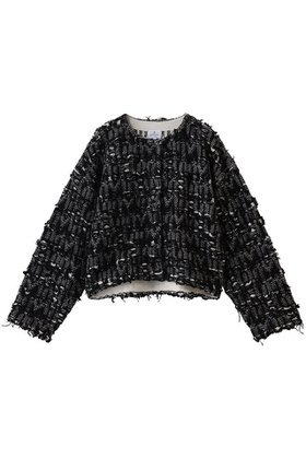 【ランバン オン ブルー/LANVIN en Bleu】のロゴカットジャガードニットジャケット 人気、トレンドファッション・服の通販 founy(ファニー) ファッション Fashion レディースファッション Fashion for Women カーディガン Cardigan, Knitwear ショート Short, Short Length ジャカード／ジャガード Jacquard, Woven Pattern ジャケット Jacket, Outerwear タートルネック Turtleneck, High Neck 新作・新入荷 New Arrivals / New In |ID:prp329100004741085