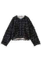 【ランバン オン ブルー/LANVIN en Bleu】のロゴカットジャガードニットジャケット ブラック|ID:prp329100004741085
