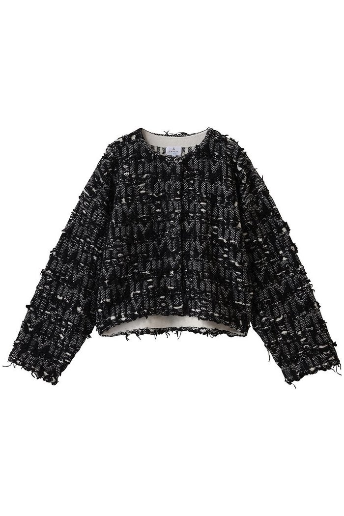 【ランバン オン ブルー/LANVIN en Bleu】のロゴカットジャガードニットジャケット インテリア・キッズ・メンズ・レディースファッション・服の通販 founy(ファニー) https://founy.com/ ファッション Fashion レディースファッション Fashion for Women カーディガン Cardigan, Knitwear ショート Short, Short Length ジャカード／ジャガード Jacquard, Woven Pattern ジャケット Jacket, Outerwear タートルネック Turtleneck, High Neck |ID: prp329100004741085 ipo3291000000035622126