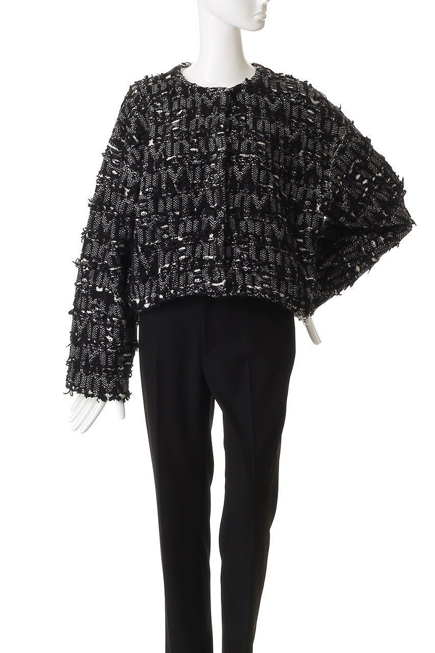 【ランバン オン ブルー/LANVIN en Bleu】のロゴカットジャガードニットジャケット 人気、トレンドファッション・服の通販 founy(ファニー) 　ファッション　Fashion　レディースファッション　Fashion for Women　カーディガン　Cardigan, Knitwear　ショート　Short, Short Length　ジャカード／ジャガード　Jacquard, Woven Pattern　ジャケット　Jacket, Outerwear　タートルネック　Turtleneck, High Neck　other-2|ID: prp329100004741085 ipo3291000000035622127