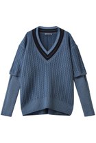 【マルティニーク/martinique】の【CURRENTAGE】チルデンニットプルオーバー 人気、トレンドファッション・服の通販 founy(ファニー) ファッション Fashion レディースファッション Fashion for Women トップス・カットソー Cut & Sew Tops ニット Knit Tops & Sweaters カジュアルプルオーバー・ニットトップス Pullovers & Knit Tops / Casual Pullovers 半袖 Short Sleeve, Half Sleeve 新作・新入荷 New Arrivals / New In thumbnail ブルー|ID: prp329100004741090 ipo3291000000034254772