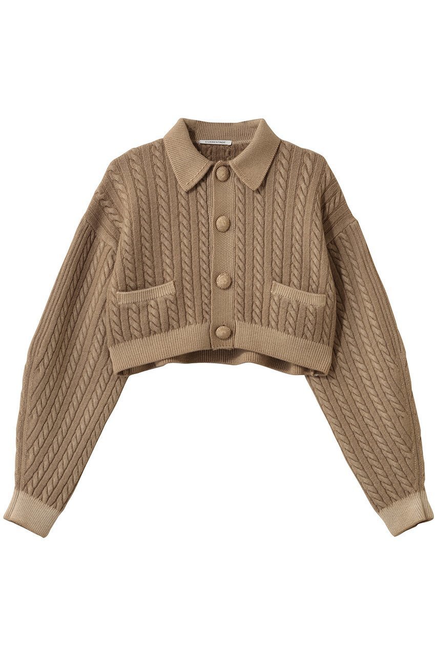 【マルティニーク/martinique】の【CURRENTAGE】ケーブルショートカーディガン インテリア・キッズ・メンズ・レディースファッション・服の通販 founy(ファニー) 　ファッション　Fashion　レディースファッション　Fashion for Women　トップス・カットソー　Cut & Sew Tops　ニット　Knit Tops & Sweaters　カーディガン・羽織り　Layered Style Cardigans　おすすめ　Recommended / Our Picks　カーディガン　Cardigan, Knitwear　クラシック　Classic, Timeless Style　ショート　Short, Short Length　スリーブ　Sleeve, Long Sleeve / Short Sleeve　トレンド　Trend, Trending Now　バランス　Balance, Style Balance　フロント　Front, Front Design　ワイド　Wide, Wide Fit　再入荷　Restock / Back in Stock　ブラウン|ID: prp329100004741092 ipo3291000000034981380